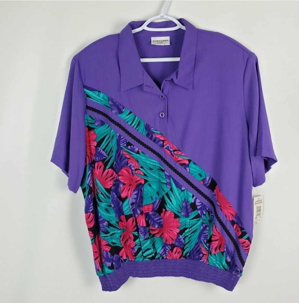 Alfred Dunner Vintage Top With Shoulder Pads Sz 22W - Picture 2 of 9